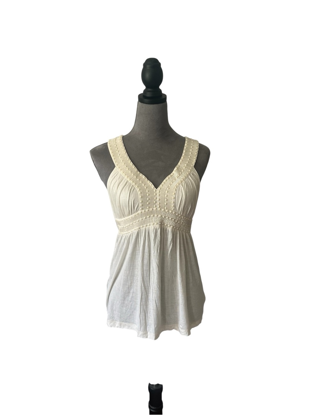 Forever 21 Cream Crochet-Trim V-Neck Camisole